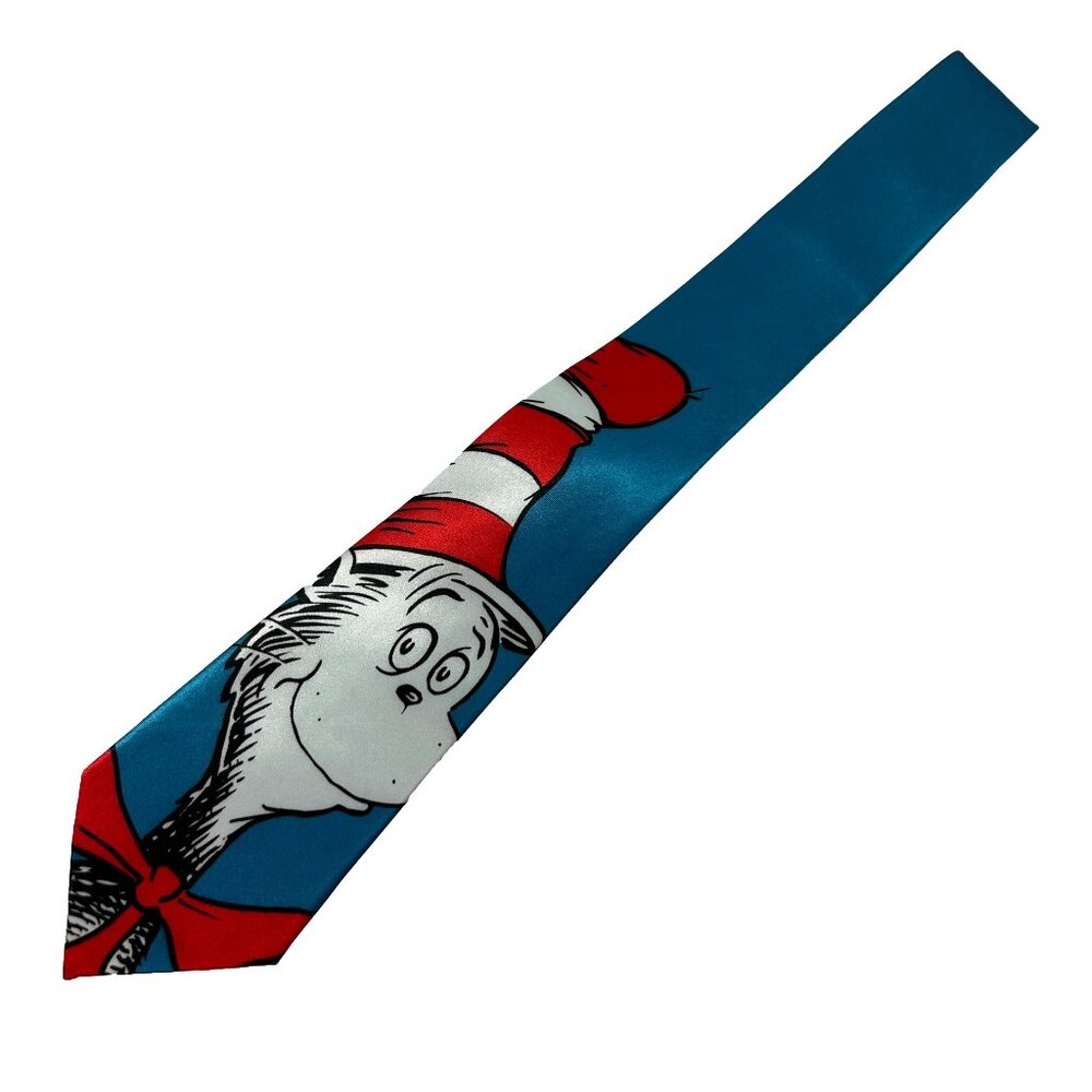 Dr Seuss Cat in the Hat Tie Necktie Blue Red Teacher Librarian Educator